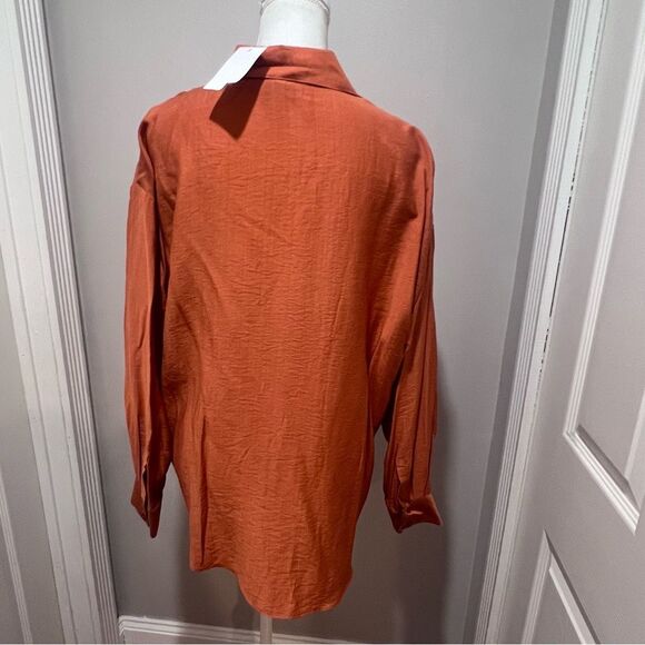 NWT Rachel Roy Women's Solid Long Sleeve Wrap Front Top oversized size medium - Picture 4 of 8